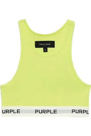 Purple Brand Logo-tape cotton sports bra