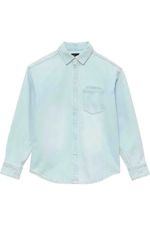 Purple Brand Logo-embossed denim shirt