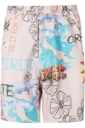 AMIR SLAMA Graphic-print silk shorts