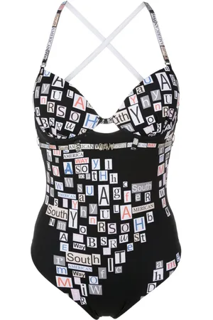 AMIR SLAMA Text-print swimsuit