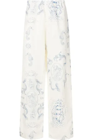AMIR SLAMA Graphic-print straight-leg trousers
