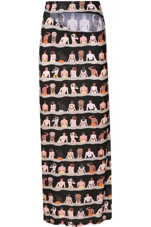 AMIR SLAMA Graphic-print cut-out maxi skirt