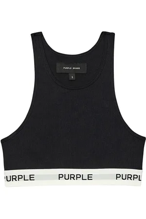 Purple Brand Logo-tape cotton sports bra