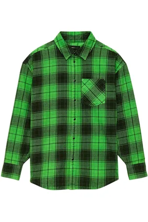 Purple Brand Logo-embossed checked cotton shirt