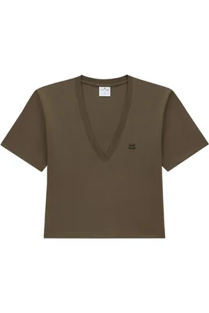 Courrèges Logo-appliqué cropped T-shirt