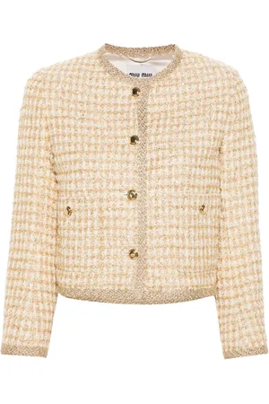 Miu Miu Logo-patch tweed jacket