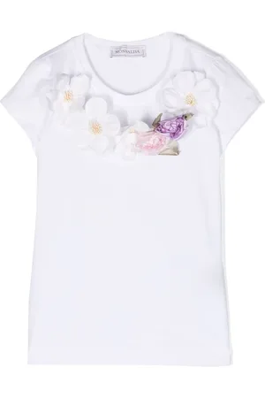 MONNALISA Floral-appliqué short-sleeve T-shirt