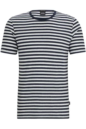 HUGO BOSS Striped cotton-linen T-shirt