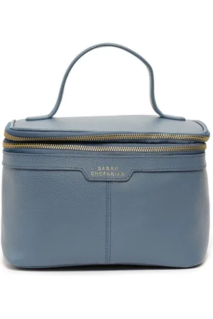 Sarah Chofakian Logo-print leather make up bag