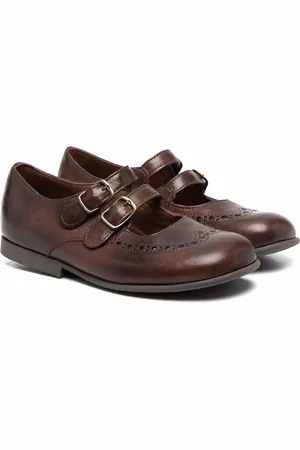 PèPè Buckle-fastening leather ballerina shoes