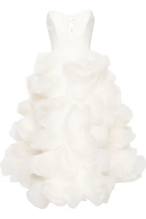 Ana Radu Floral-appliqué strapless dress