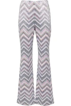 Missoni Sequinned zigzag-woven flared trousers