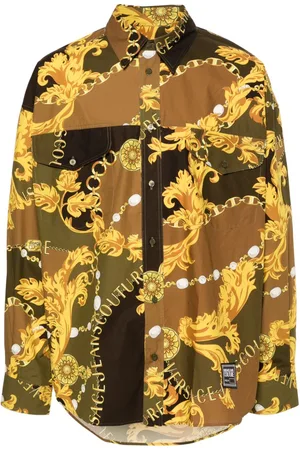 VERSACE Chain Couture-print cotton shirt