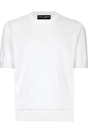 Dolce & Gabbana Logo-embroidered silk knitted top