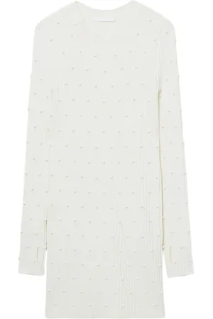 Helmut Lang Bead-embellished ribbed-knit dress