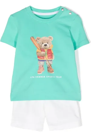 Lapin House Logo-print cotton-blend shorts set