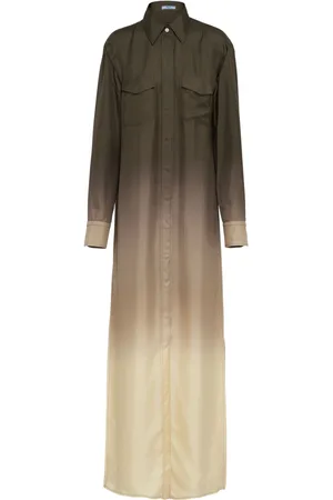 Prada Ombré-effect silk-twill shirt dress
