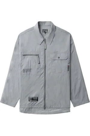 Izzue Text-print zip-up shirt