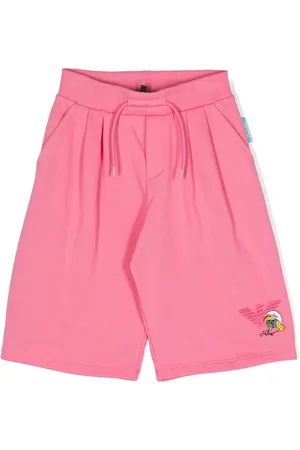 Emporio Armani X The Smurfs logo-appliqué cotton shorts