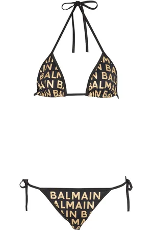 Balmain Logo-print triangle bikini set