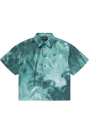 Emporio Armani Palm tree-print lyocell shirt