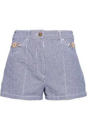 Patou Striped denim mini shorts