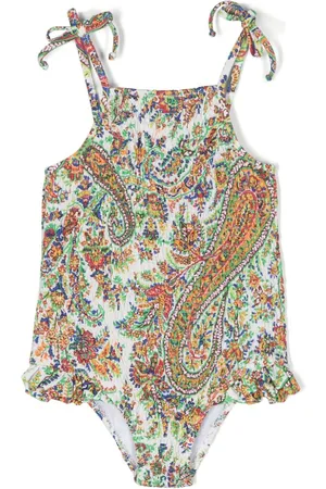 Etro Floral-print shirred swimsuit