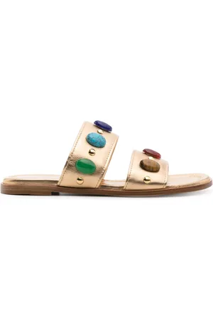 Gianvito Rossi Beaded flat leather slides