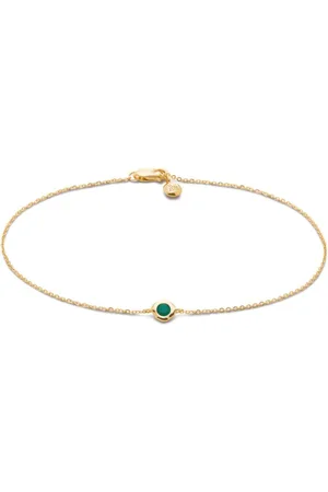 Monica Vinader 14kt yellow Siren emerald chain bracelet