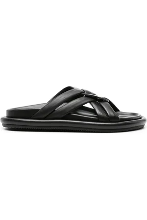Moncler Bell crossover-strap leather slides