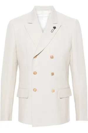 LARDINI Double-breasted linen blazer