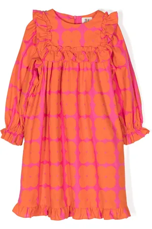 Jelly Mallow Ruffle-trim checked dress