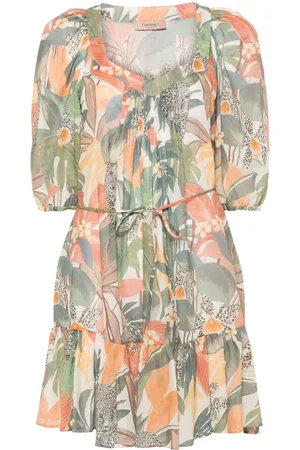 Twin-Set Papaya Jungle-print mini dress