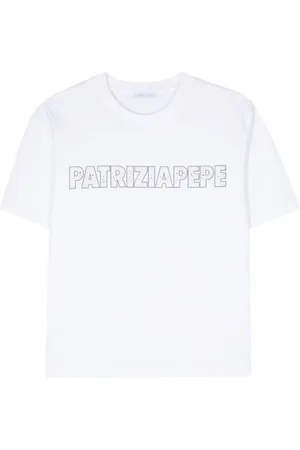 Patrizia Pepe Rhinestone-logo cotton T-shirt