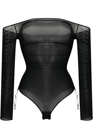 MAISON CLOSE Semi-sheer draped bodysuit
