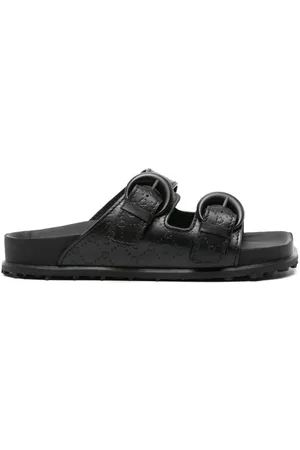 Marine Serre Moonogram-embossed leather slides