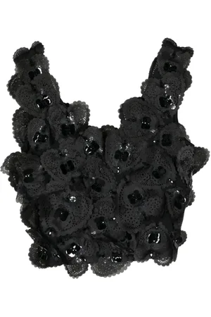 Cynthia Rowley Heart-appliquéd cropped top