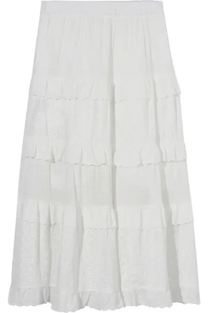 B+AB Tiered lace-panel maxi skirt