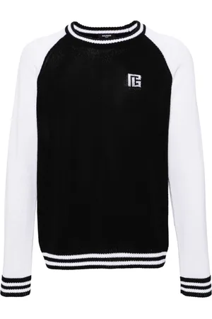 Balmain Colour-block ribbed-knit jumper