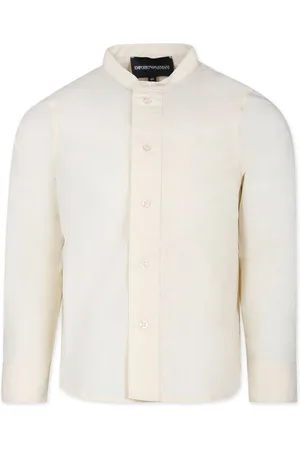 Emporio Armani Band-collar organic-cotton shirt