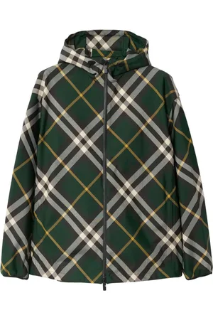 Burberry Check-pattern zipped hooded jacket