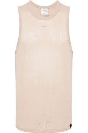 Courrèges Logo-embroidered mesh top