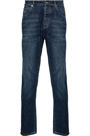 Brunello Cucinelli Solomei-embroidered tapered jeans