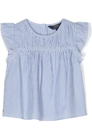 Ralph Lauren Striped ruffle-detail cotton blouse