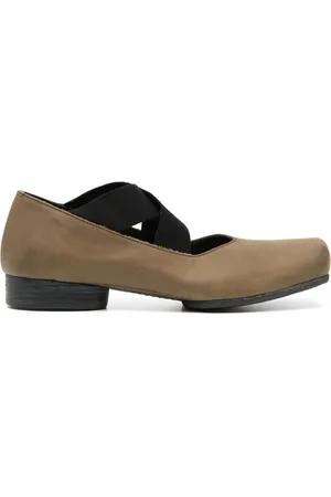 UMA WANG Square-toe leather ballerina shoes