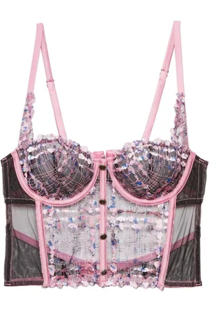 FLEUR DU MAL Gabrielle embroidered longline demi bra