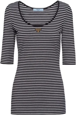 Prada Triangle-logo striped T-shirt