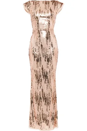 TALBOT RUNHOF Sequined cap-sleeve gown