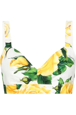 Dolce & Gabbana Rose-print cotton crop top