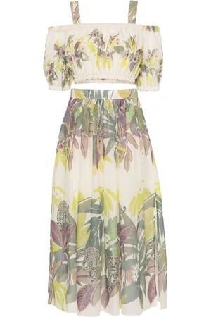 Twin-Set Jungle-print cotton skirt set
